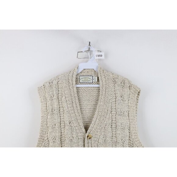 Vtg 90s American Eagle Outfitters Mens Medium Chunky Cable Knit Sweater Vest USA - Picture 2 of 9